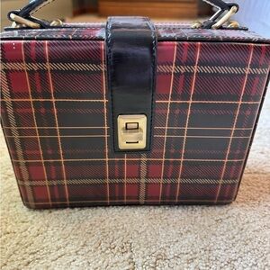 Patricia Nash Red Black Plaid Crossbody Box Bag